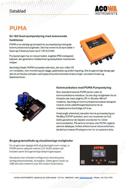 Datablad for PUMA Pumpestyring